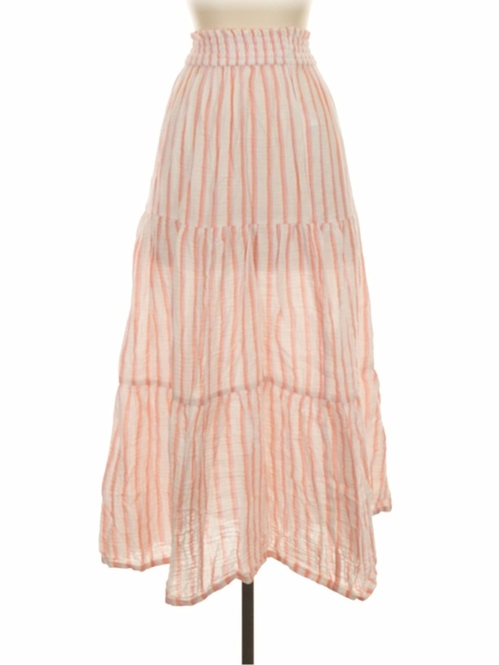 Marine Layer Tiered Gauze Maxi Skirt Pink Orange Stripe XS Coastal Cottagecore